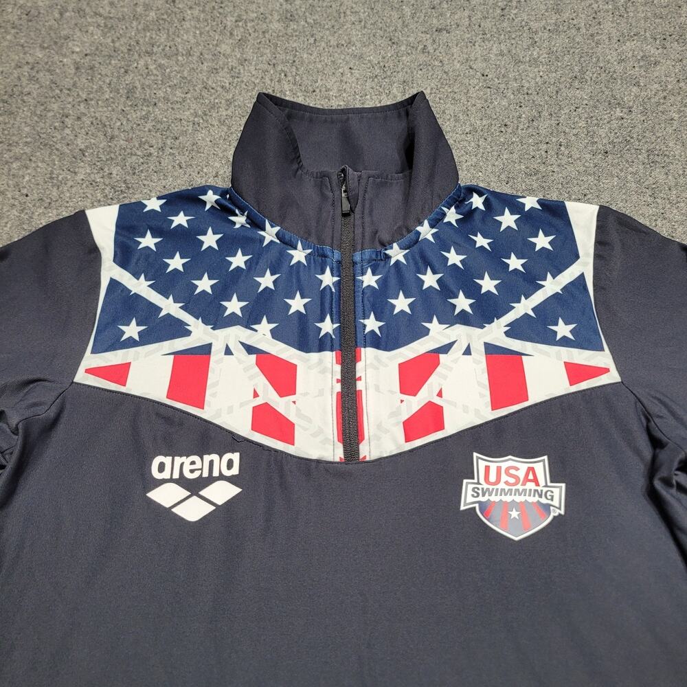 Arena USA Swimming Shirt Women Extra Small Og Half Zip Pullover Flag Performance